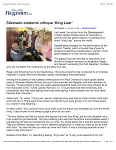 Silverado students critique 'King Lear'